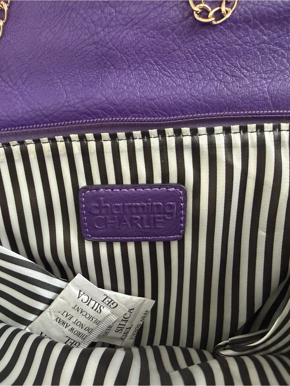 Charming Charlie Purple Studded Wristlet Clutch with Silver Accents